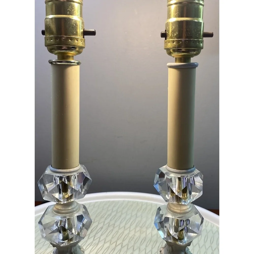 PAIR Vintage Ornate Ivory Cast Metal On Marble Base Working Table Lamps 17